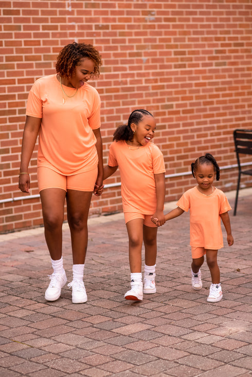 Orange "Effortless" Biker Short Set
